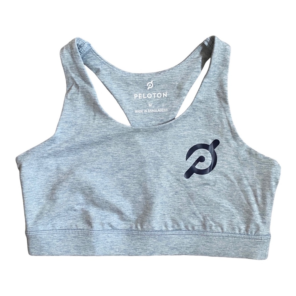 NEW Peloton Embrace Baby Blue Cutout Strappy Stretch Logo Sports Bra Size M - Picture 6 of 10